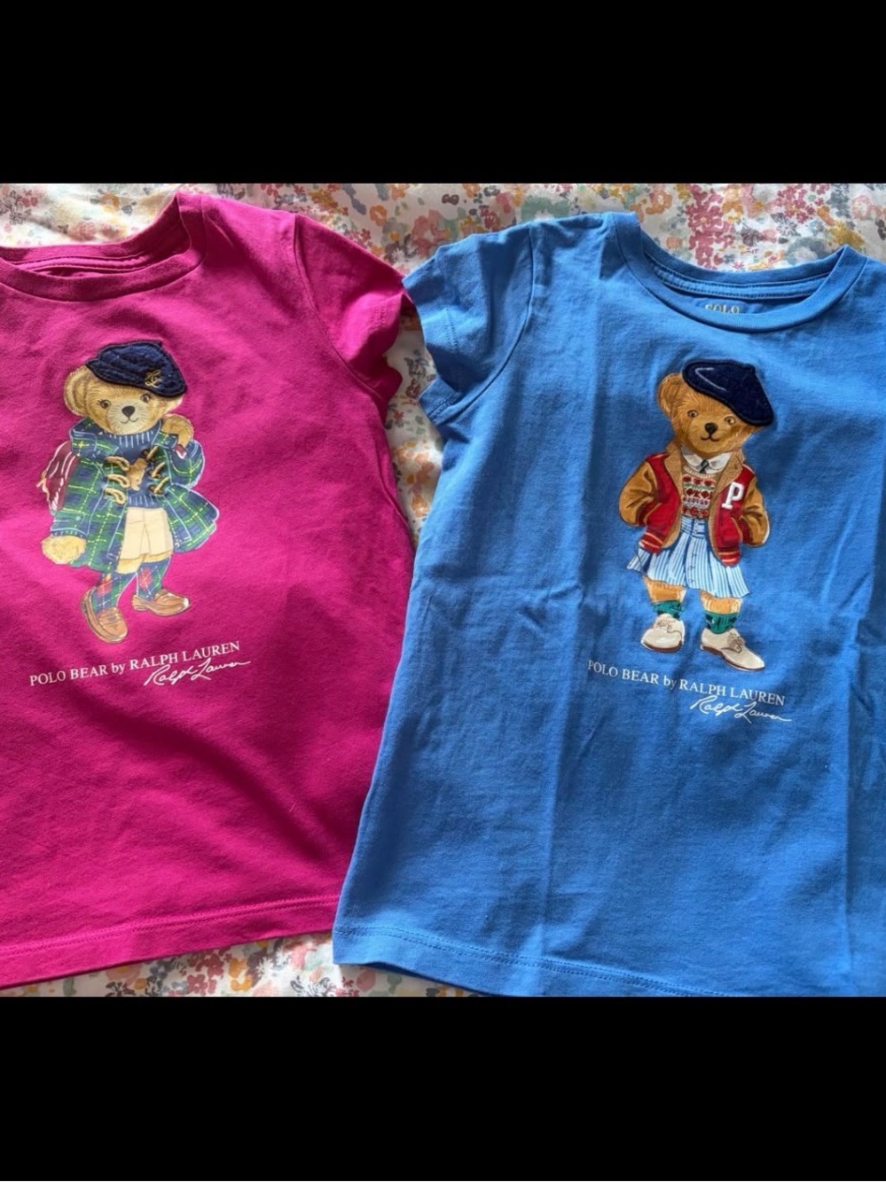 Ralph Lauren Kids Polo Bear Tees in Hot Pink and Sky Blue